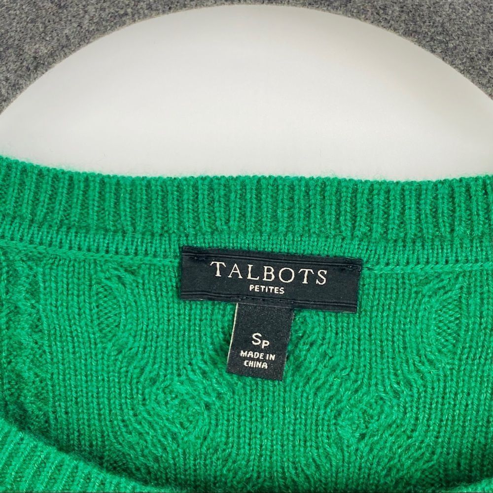 Talbots Green Wool Cable Knit Pullover Sweater - image 7